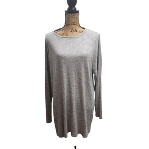 Grateful Hearts Womens Gray Long Sleeve‎ Tunic Top Oversized 1X 4XL